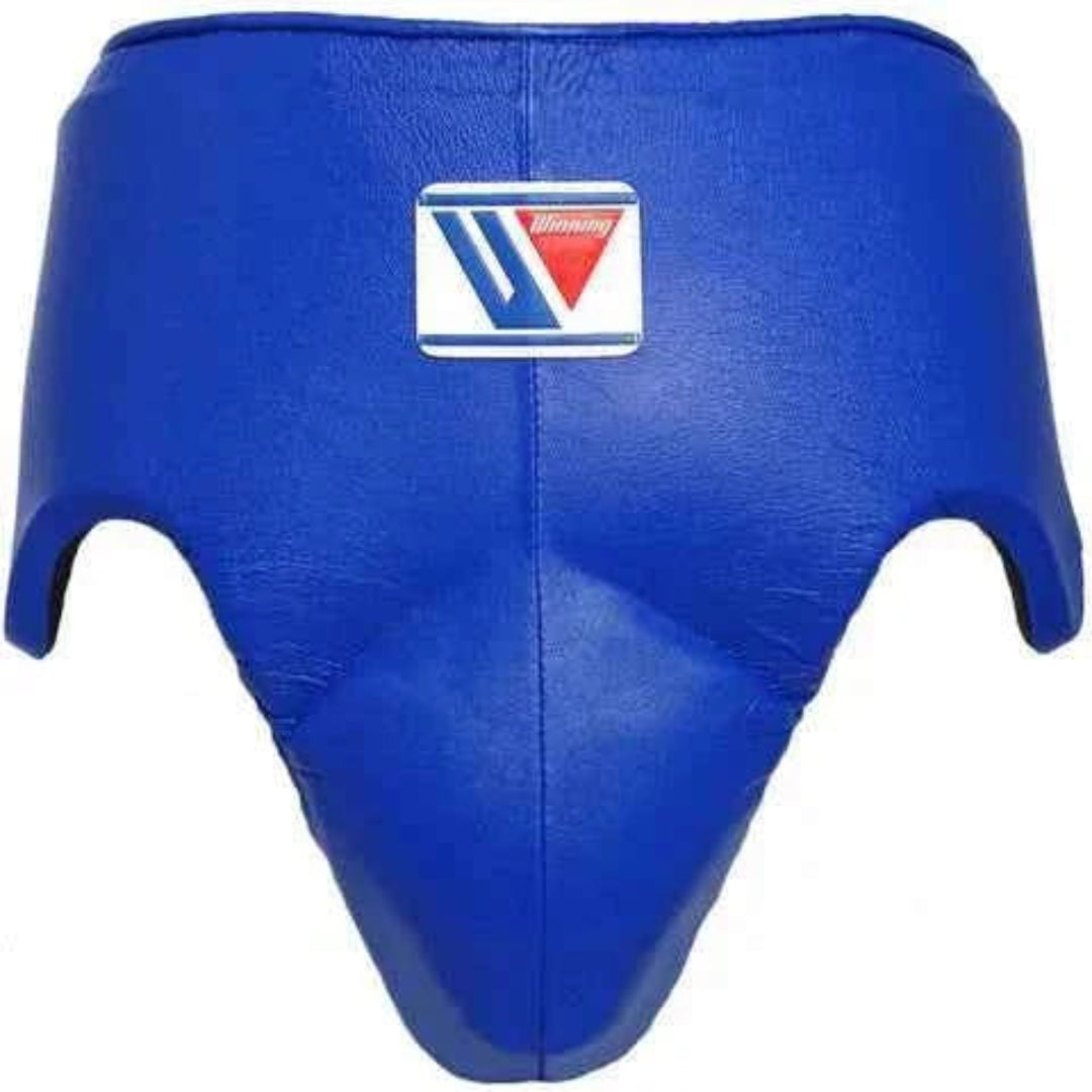 Blue protective pad with a logo on a white background