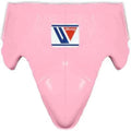 Pink protective padding with a logo on a white background