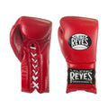 Red boxing gloves with Cleto Reyes logo on a white background