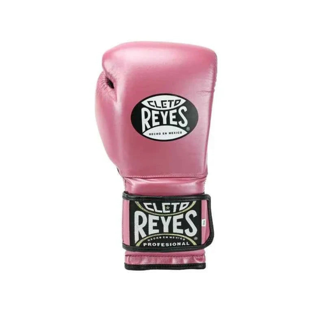 Pink boxing glove with CLETO REYES logo on a white background