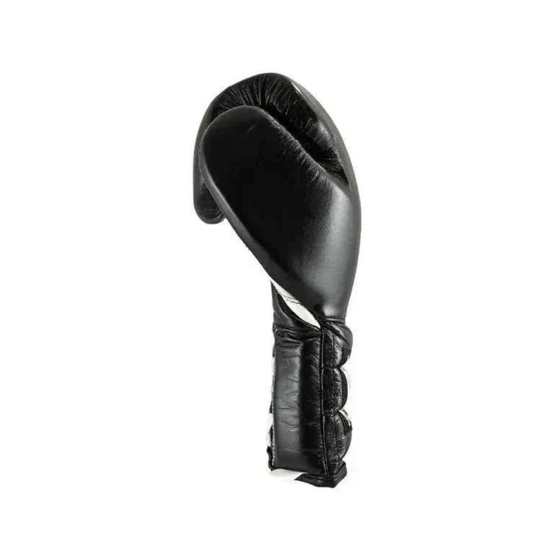 Black boxing glove on a white background