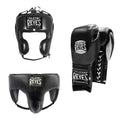 Cleto Reyes boxing headgear and gloves on a white background