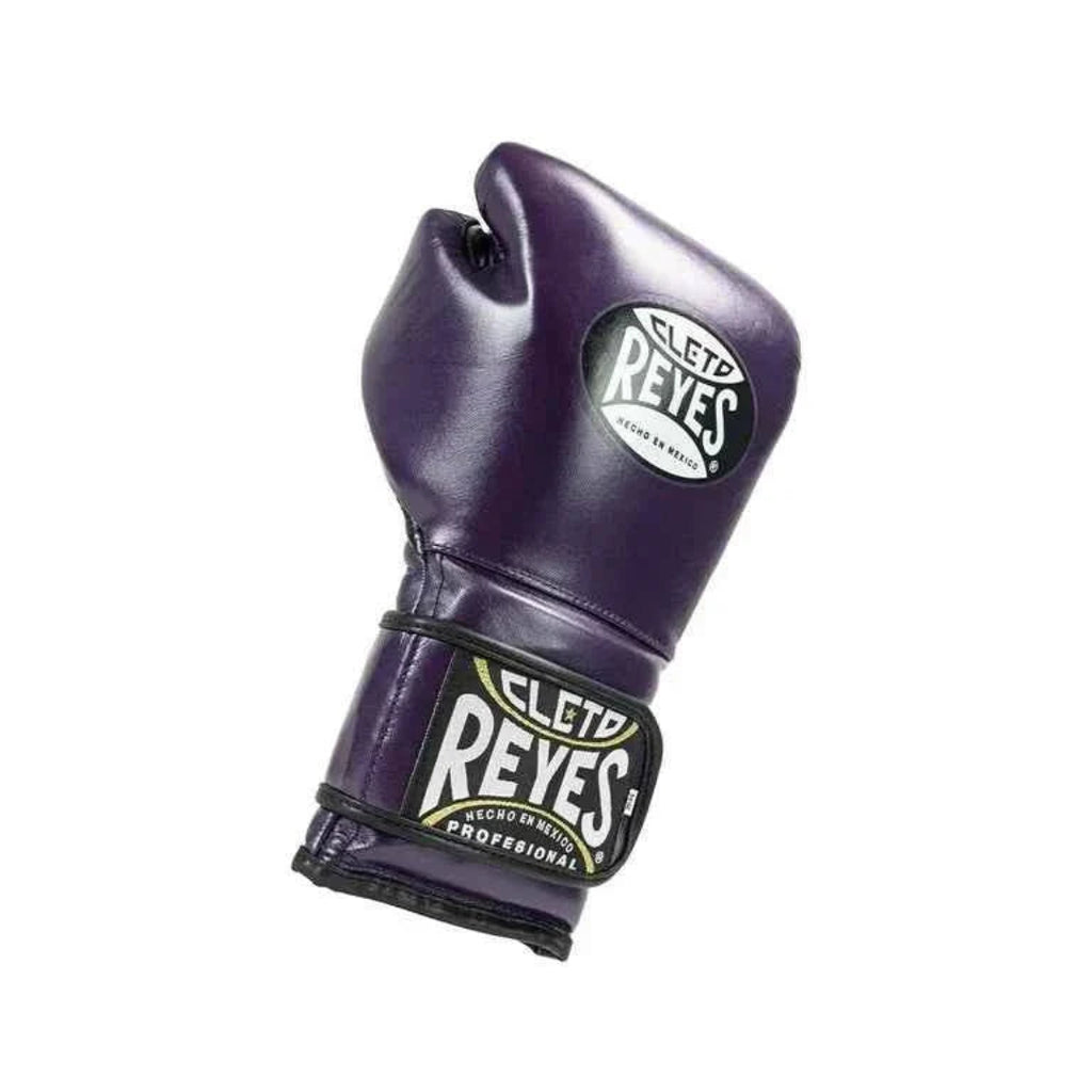 Purple boxing glove with Cleto Reyes logo on a white background