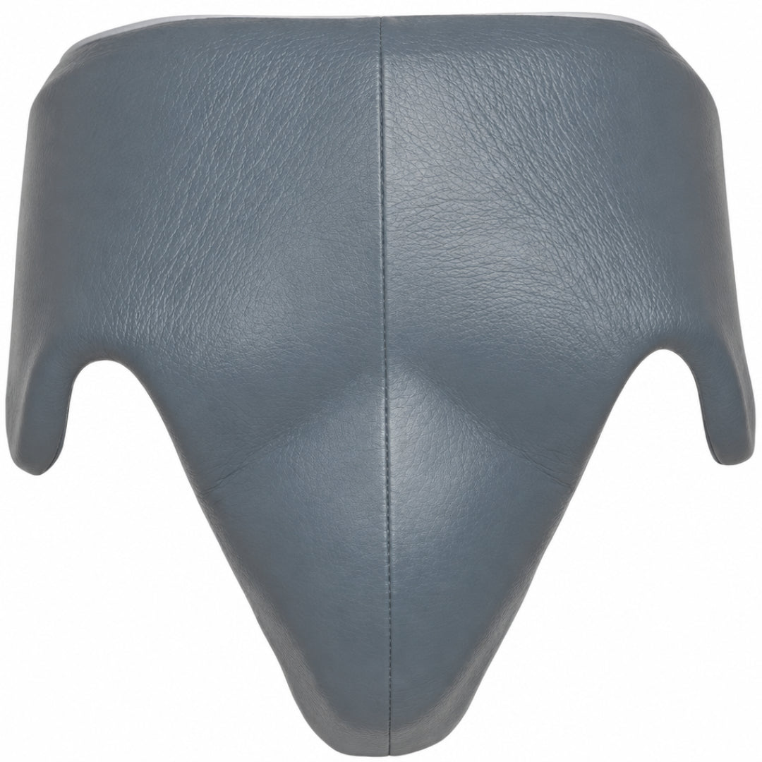 Gray protective pad with a logo on a white background
