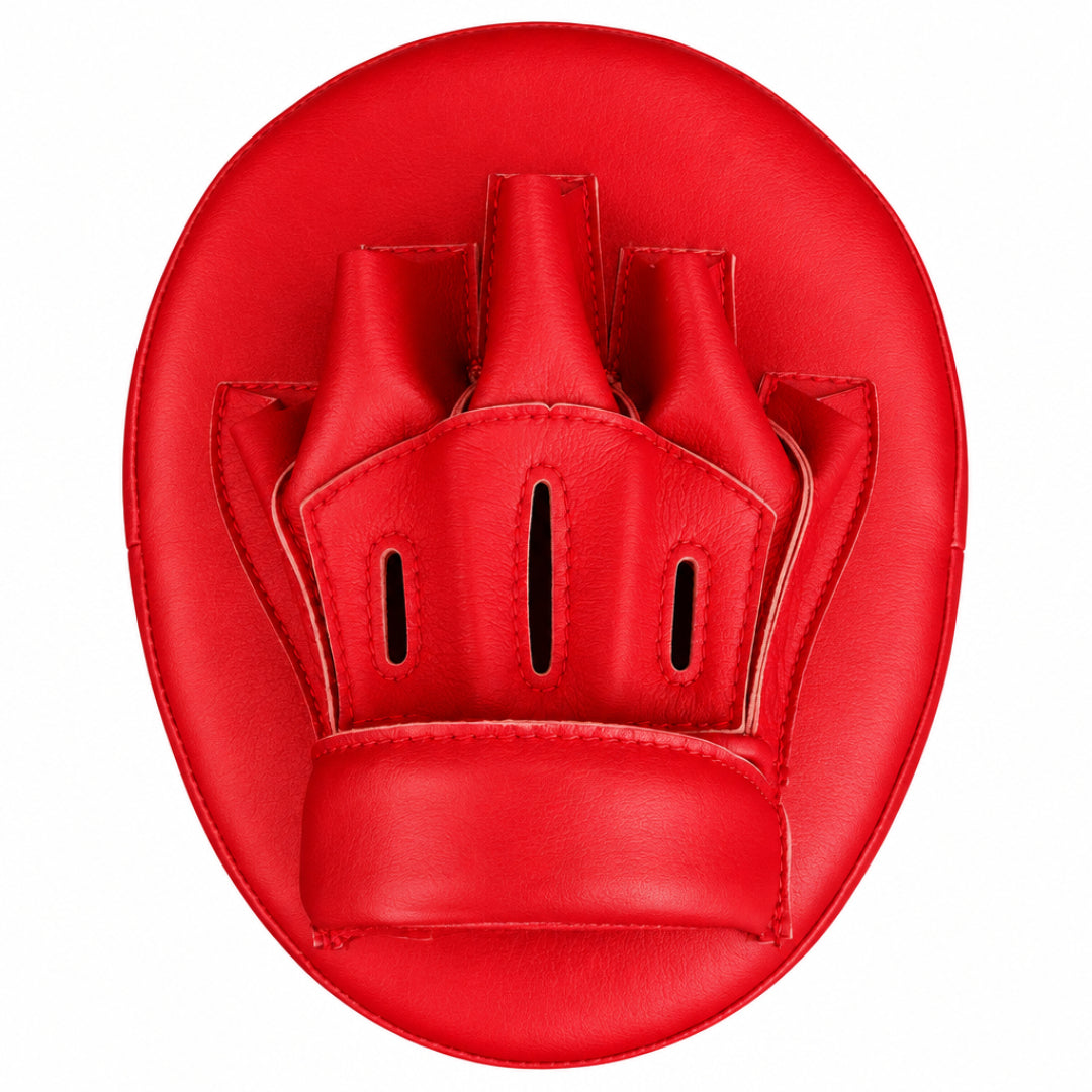 Red boxing mitt with a visible brand logo on a white background